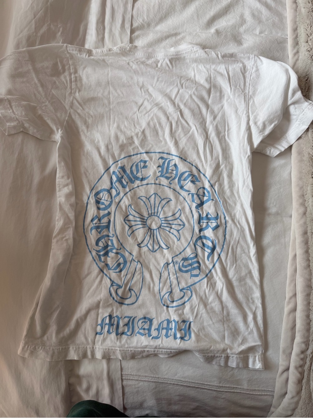 Chrome Hearts White Tee with Light Blue Graphic